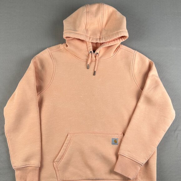 Carhartt Tops - Carhartt Clarksburg Hoodie Women’s Large Pullover Sweatshirt Apricot Work Fleece